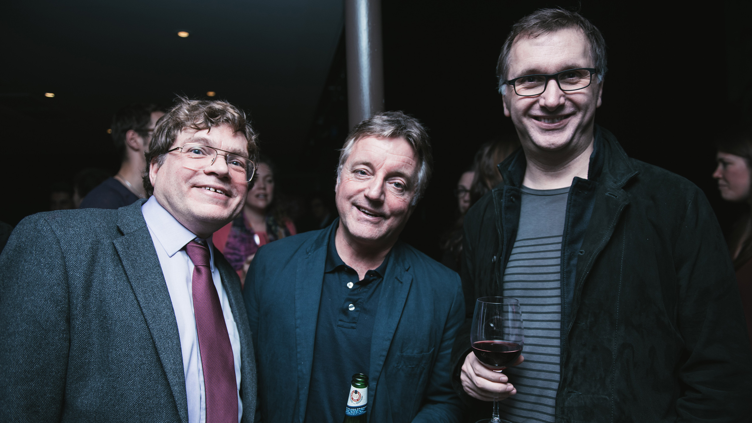 Three guests at Sleeve Notes event
