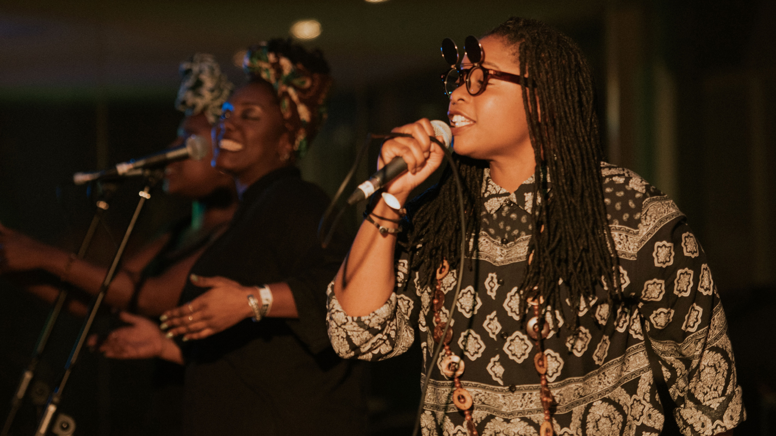 Speech Debelle performs with two backing singers at PRS for Music Presents