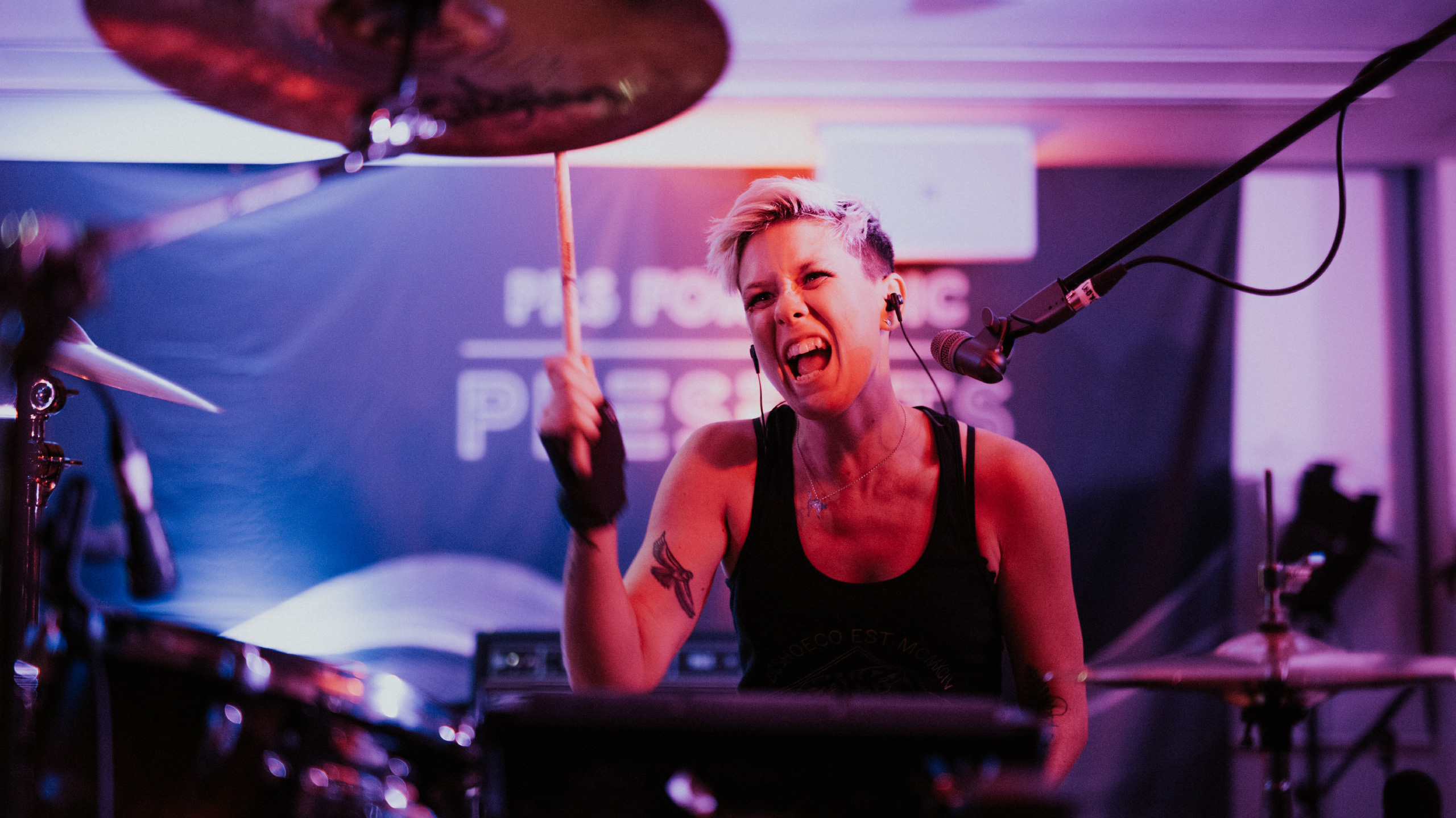 Honeyblood drummer Cat Myers performing at PRS for Music presents