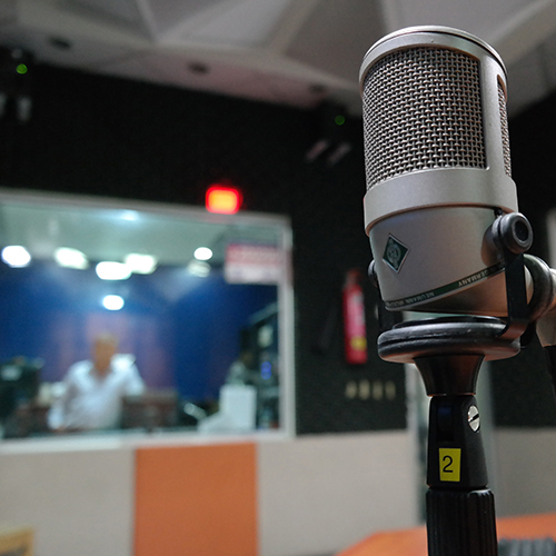 microphone in sound studio