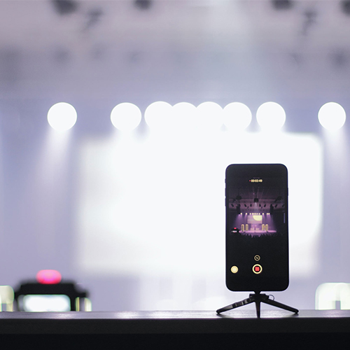 phone on tripod recording stage