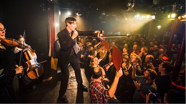 Orchestra of the Age of Enlightenment leader Matt Truscott performs at the Vauxhall Tavern