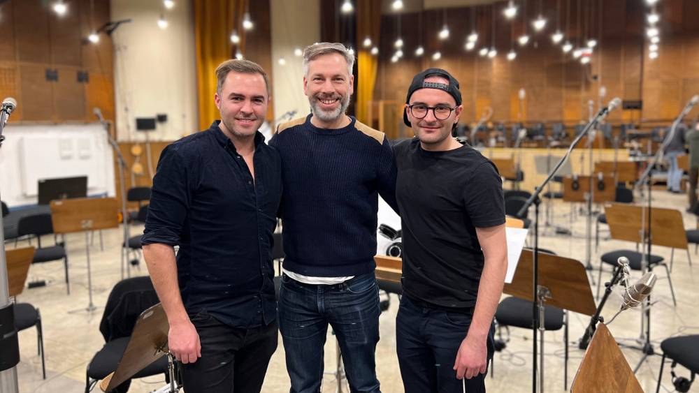 Paul Saunderson with Earth showrunner and composer