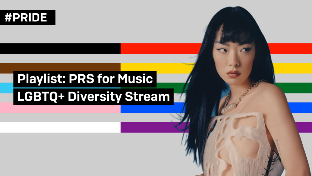 pride coloured background with Rina Sawayama 
