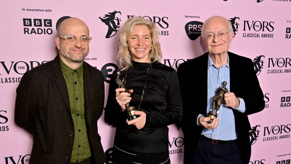 Matthew Herbert Tansy Davies and John Rutter CBE at the Ivors Classical Awards