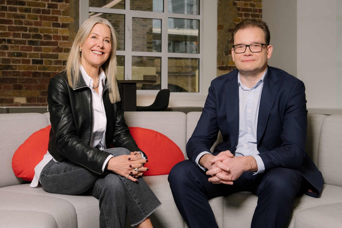 CEO Andrea Czapary Martin and CIO Mark Krajewski sit together at PRS for Music headquarters in London, England. Photo credit @GarryJonesPhotography