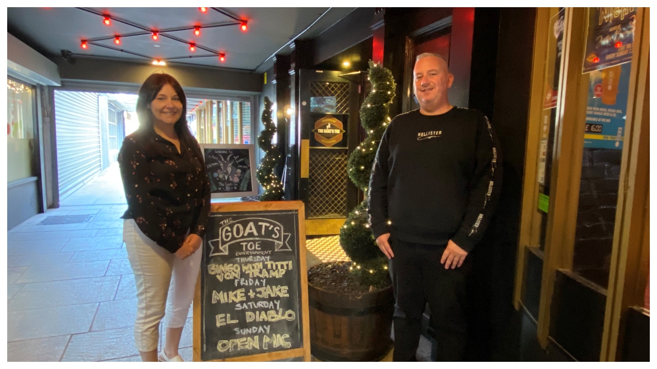 L-R Amanda Whittaker, marketing manager, Wolf Inns & Mark Ennis, manager, The Goat’s Toe